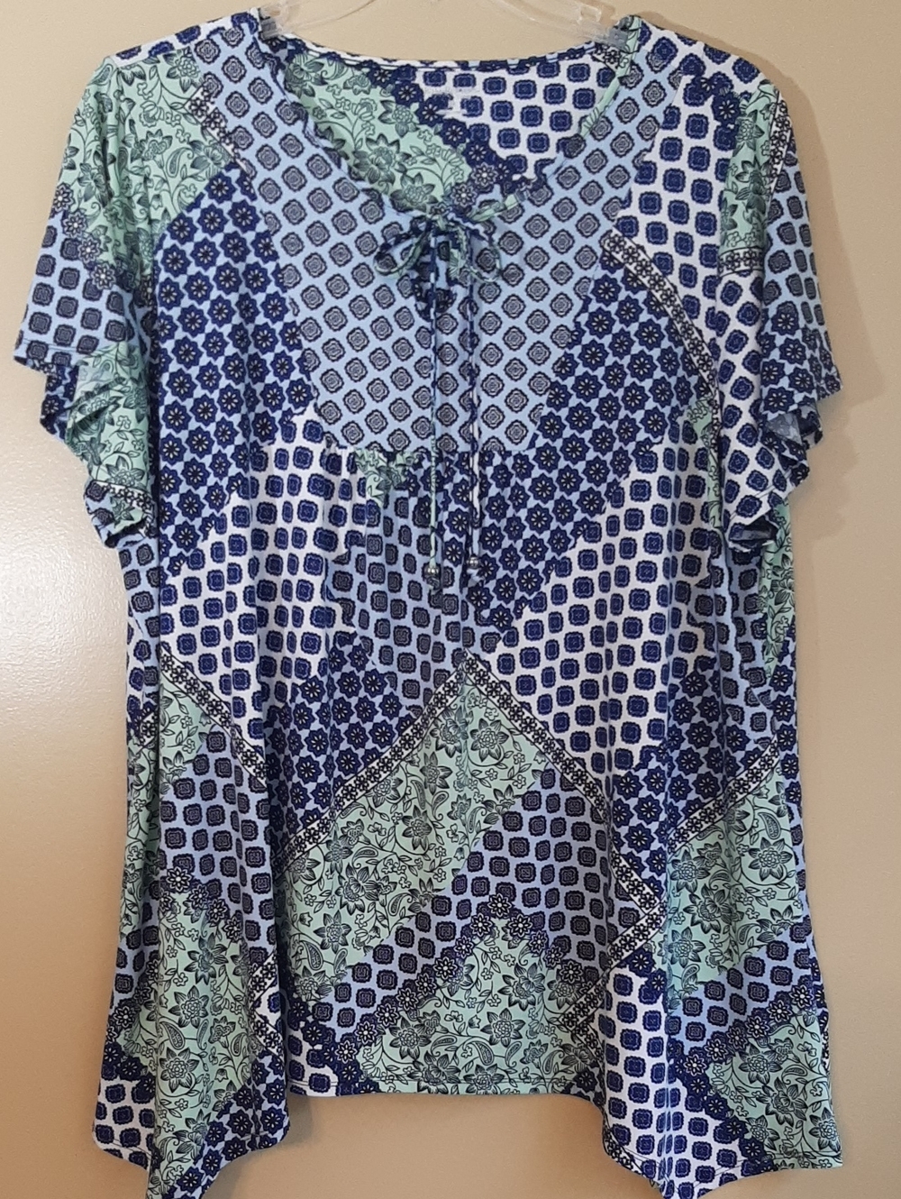 Kim Rogers Curvy 2 XL Tunic Tie Front Relaxed Fit Lightweight Casual Office Wear